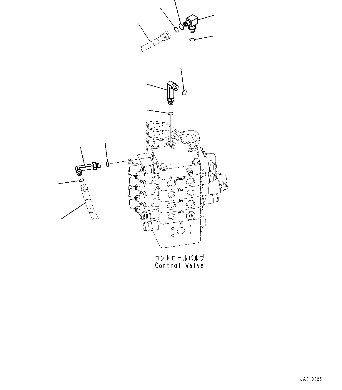 Komatsu parts book diagram for D61PX-24 S/N 48001-UP: CONTROL VALVE, ELBOW (2/2)(#40001-)