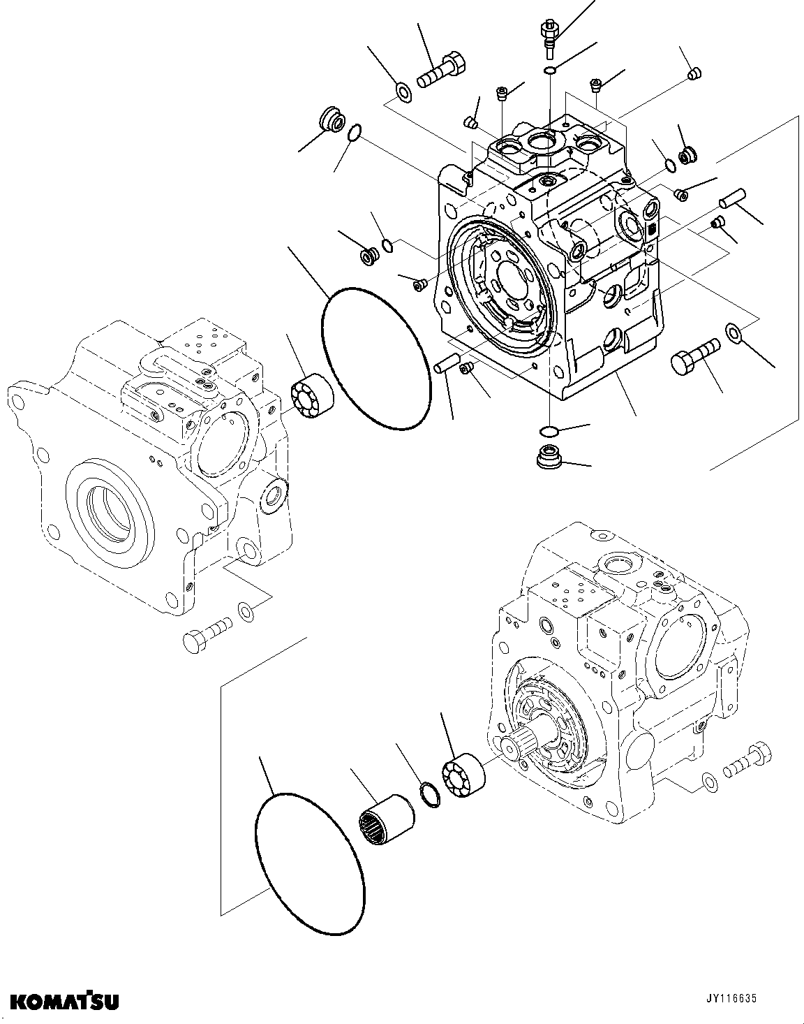Komatsu parts book diagram for D61PX-24 S/N 48001-UP: HYDRAULIC PUMP, HST PUMP (2/11)(#46684-)