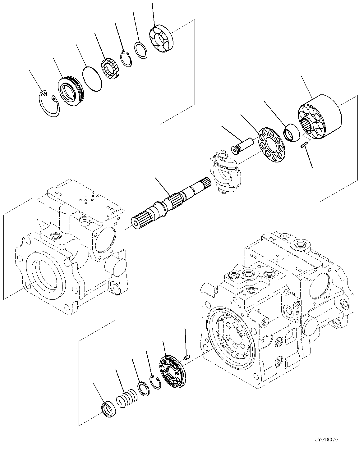 Komatsu parts book diagram for D61PX-24 S/N 48001-UP: HYDRAULIC PUMP, HST PUMP (3/11)(#40001-46683)