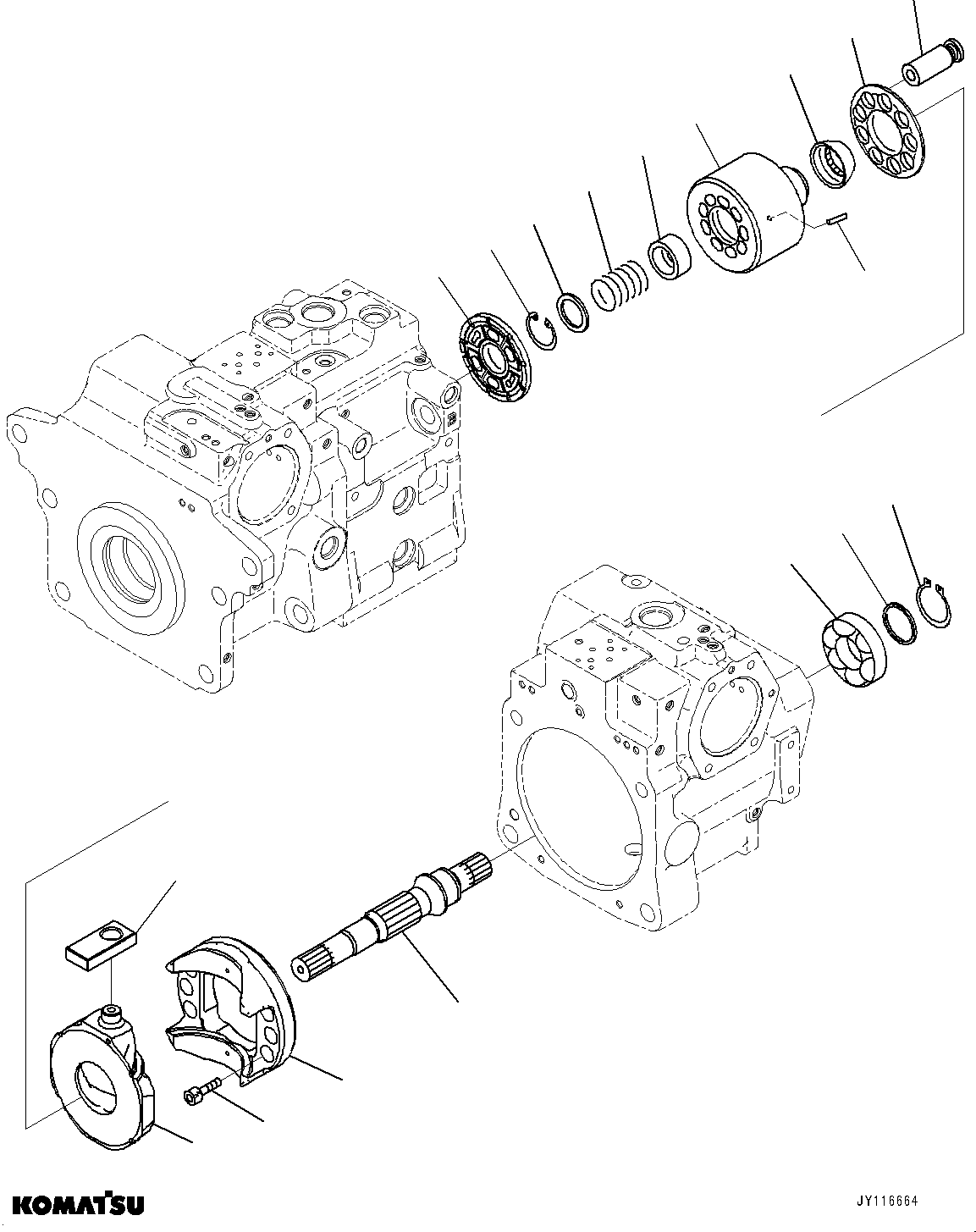 Komatsu parts book diagram for D61PX-24 S/N 48001-UP: HYDRAULIC PUMP, HST PUMP (7/11)(#46684-)