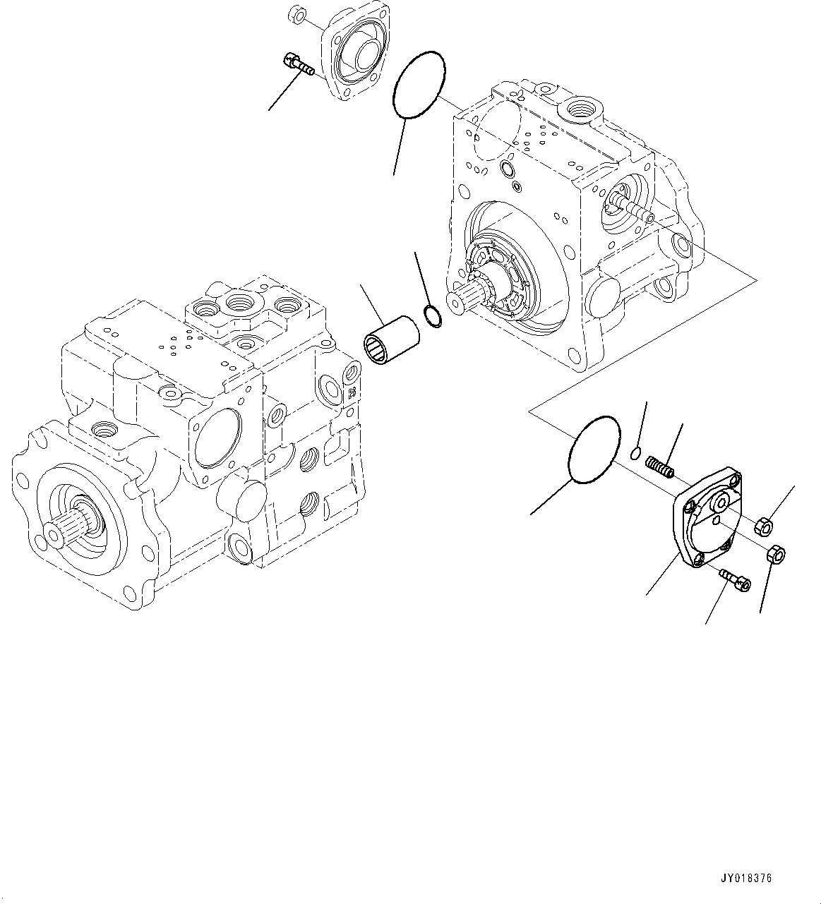 Komatsu parts book diagram for D61PX-24 S/N 48001-UP: HYDRAULIC PUMP, HST PUMP (9/11)(#40001-46683)