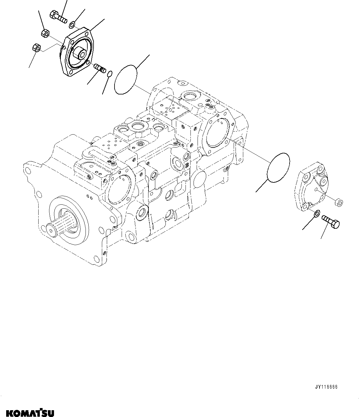 Komatsu parts book diagram for D61PX-24 S/N 48001-UP: HYDRAULIC PUMP, HST PUMP (9/11)(#46684-)