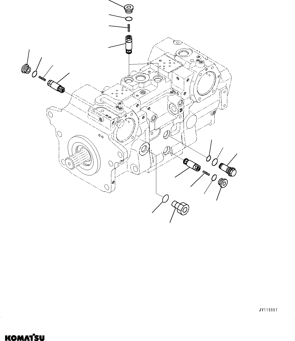 Komatsu parts book diagram for D61PX-24 S/N 48001-UP: HYDRAULIC PUMP, HST PUMP (10/11)(#46684-)