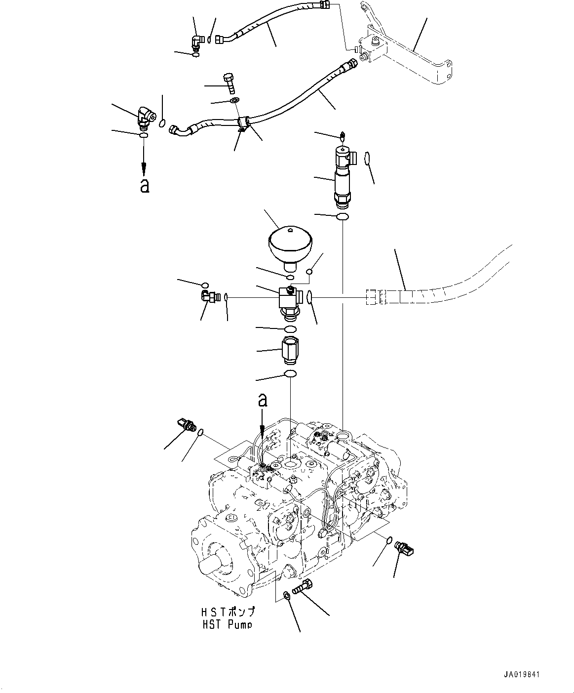 Komatsu parts book diagram for D61PX-24 S/N 48001-UP: HYDRAULIC PUMP, ACCUMULATOR AND CONNECTING PARTS(#41392-45028)