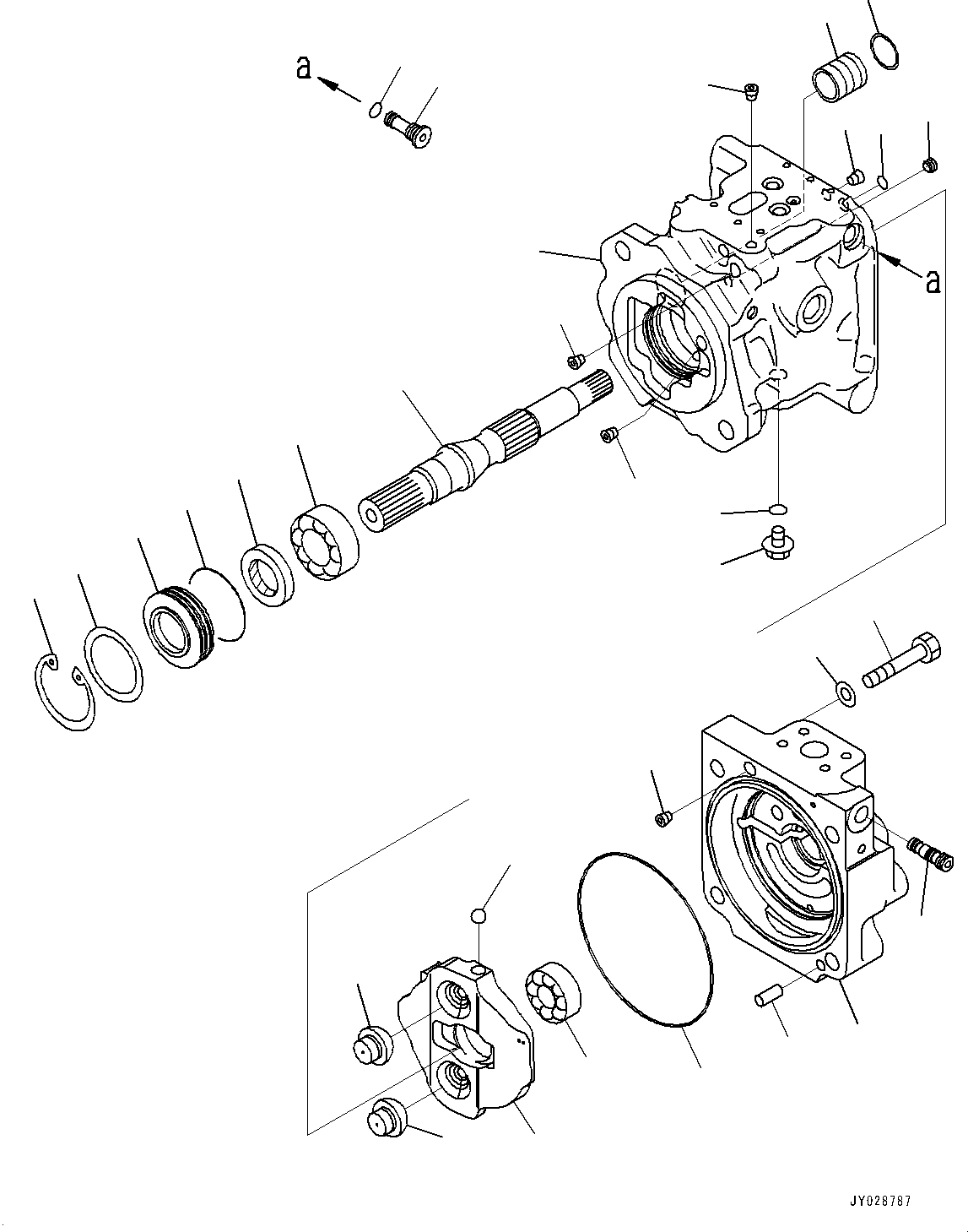 Komatsu parts book diagram for D61PX-24 S/N 48001-UP: HYDRAULIC PUMP, WORK EQUIPMENT AND FAN PUMP (1/4)(#40001-)