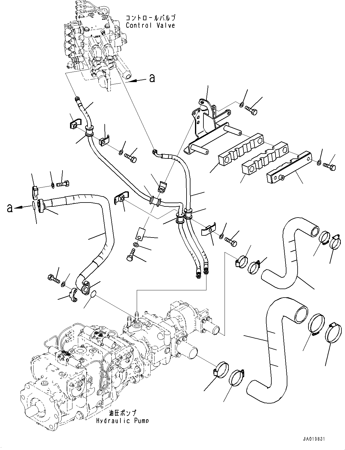Komatsu parts book diagram for D61PX-24 S/N 48001-UP: HYDRAULIC PUMP PIPING, DELIVERY PIPING(#40001-)