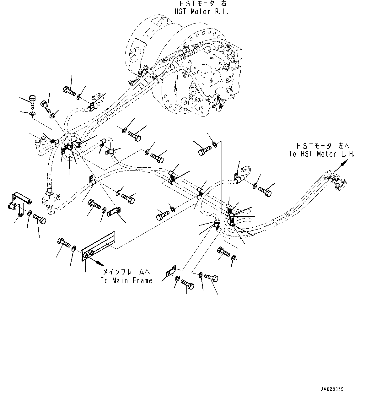 Komatsu parts book diagram for D61PX-24 S/N 48001-UP: DRAIN PIPING, MOUNTING(#40001-46684)