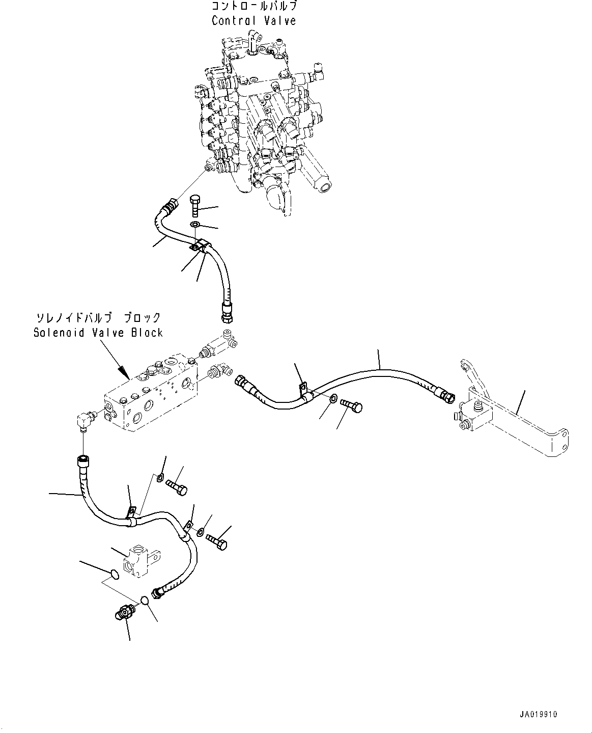 Komatsu parts book diagram for D61PX-24 S/N 48001-UP: PROPORTIONAL PRESSURE CONTROL (PPC) PIPING, SOLENOID VALVE PIPING(#45001-)