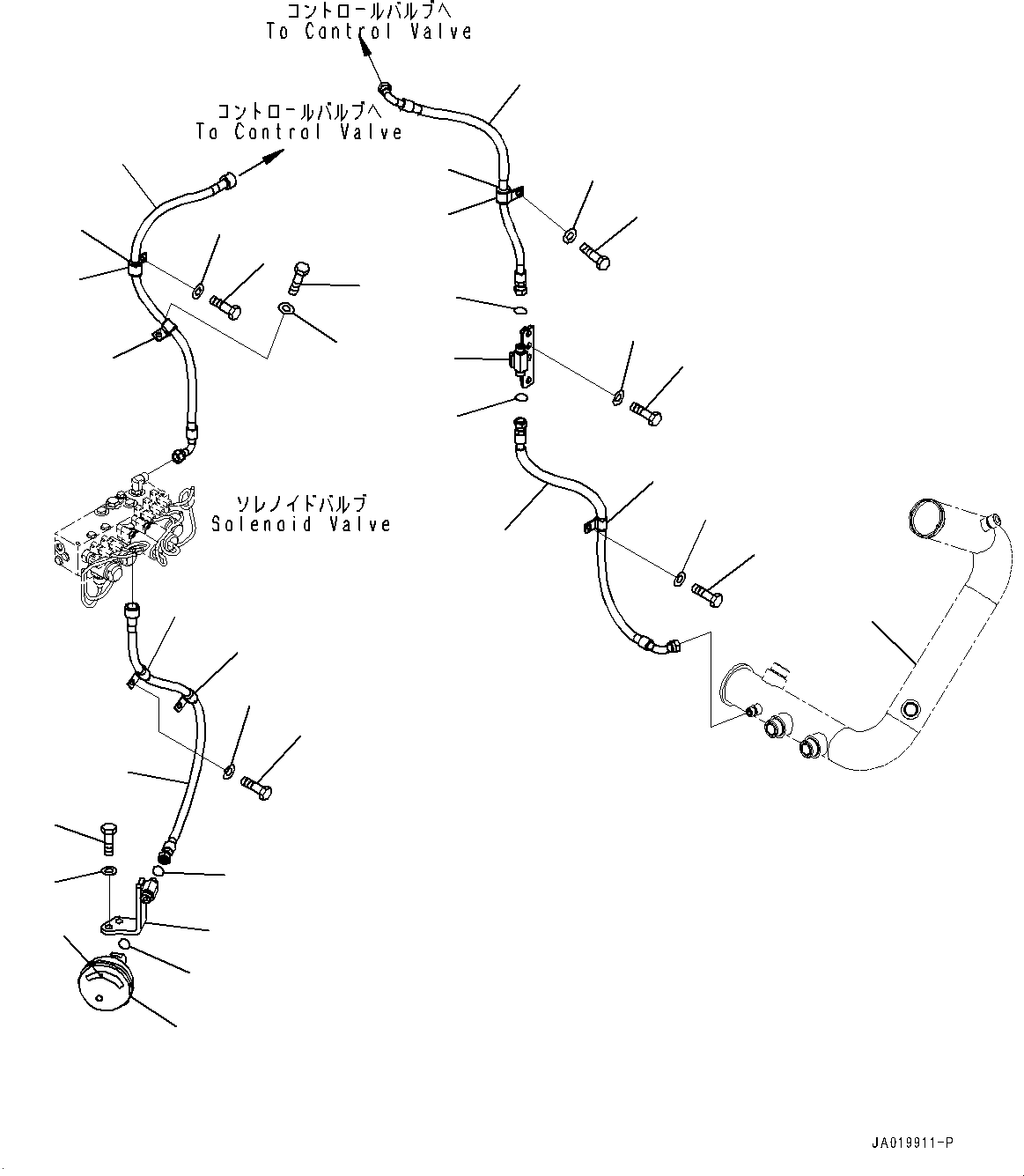 Komatsu parts book diagram for D61PX-24 S/N 48001-UP: PROPORTIONAL PRESSURE CONTROL (PPC) PIPING, ACCUMULATOR(#45001-)