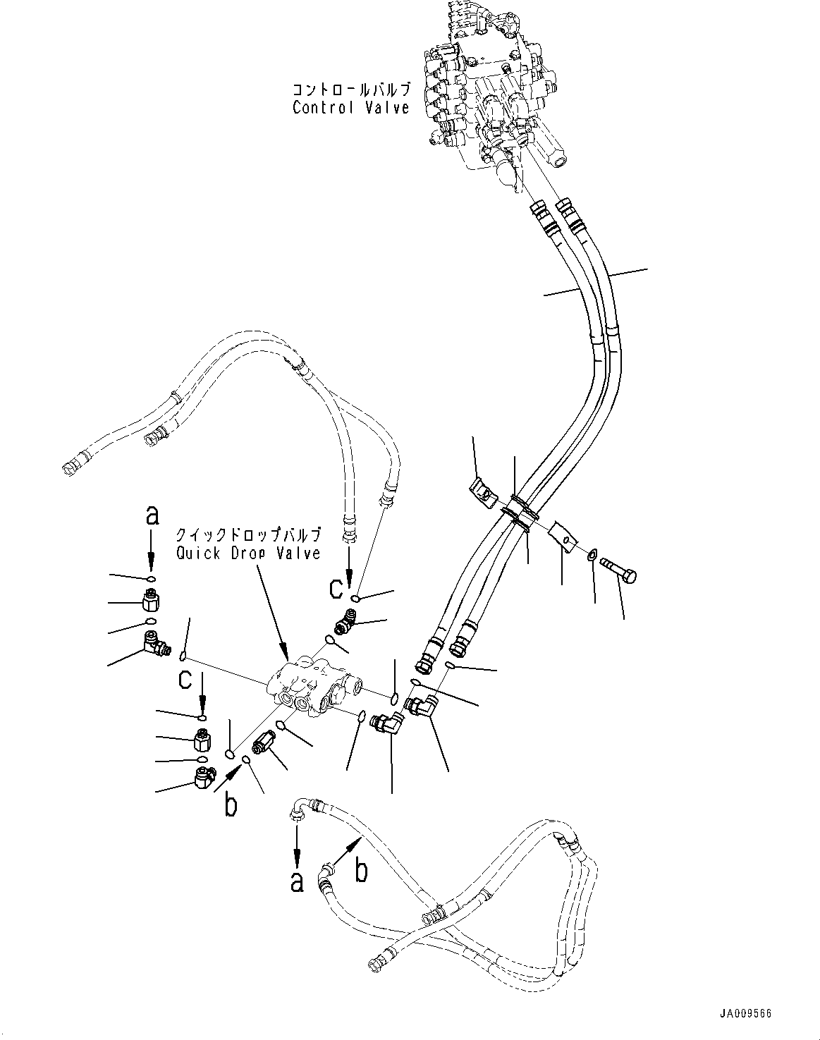 Komatsu parts book diagram for D61PX-24 S/N 48001-UP: LIFT CYLINDER PIPING, QUICK DROP VALVE PIPING (1/3)(#40001-)