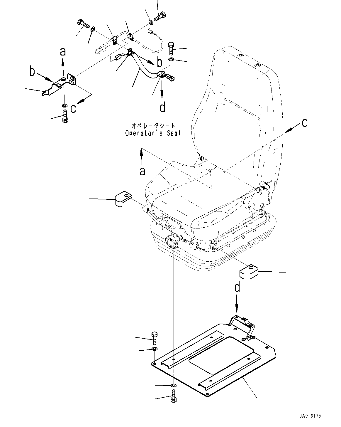Komatsu parts book diagram for D61PX-24 S/N 48001-UP: OPERATOR'S SEAT, MOUNTING (MECHANICAL SUSPENSION TYPE, FABRIC, TILT, HI-BACK TYPE, WITH HEATER)(#40001-)