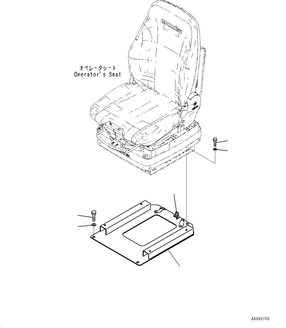 Komatsu parts book diagram for D61PX-24 S/N 48001-UP: OPERATOR'S SEAT, MOUNTING (AIR SUSPENSION TYPE, FABRIC, TILT, HI-BACK TYPE, WITH HEATER, GRAMMER)(#40001-)