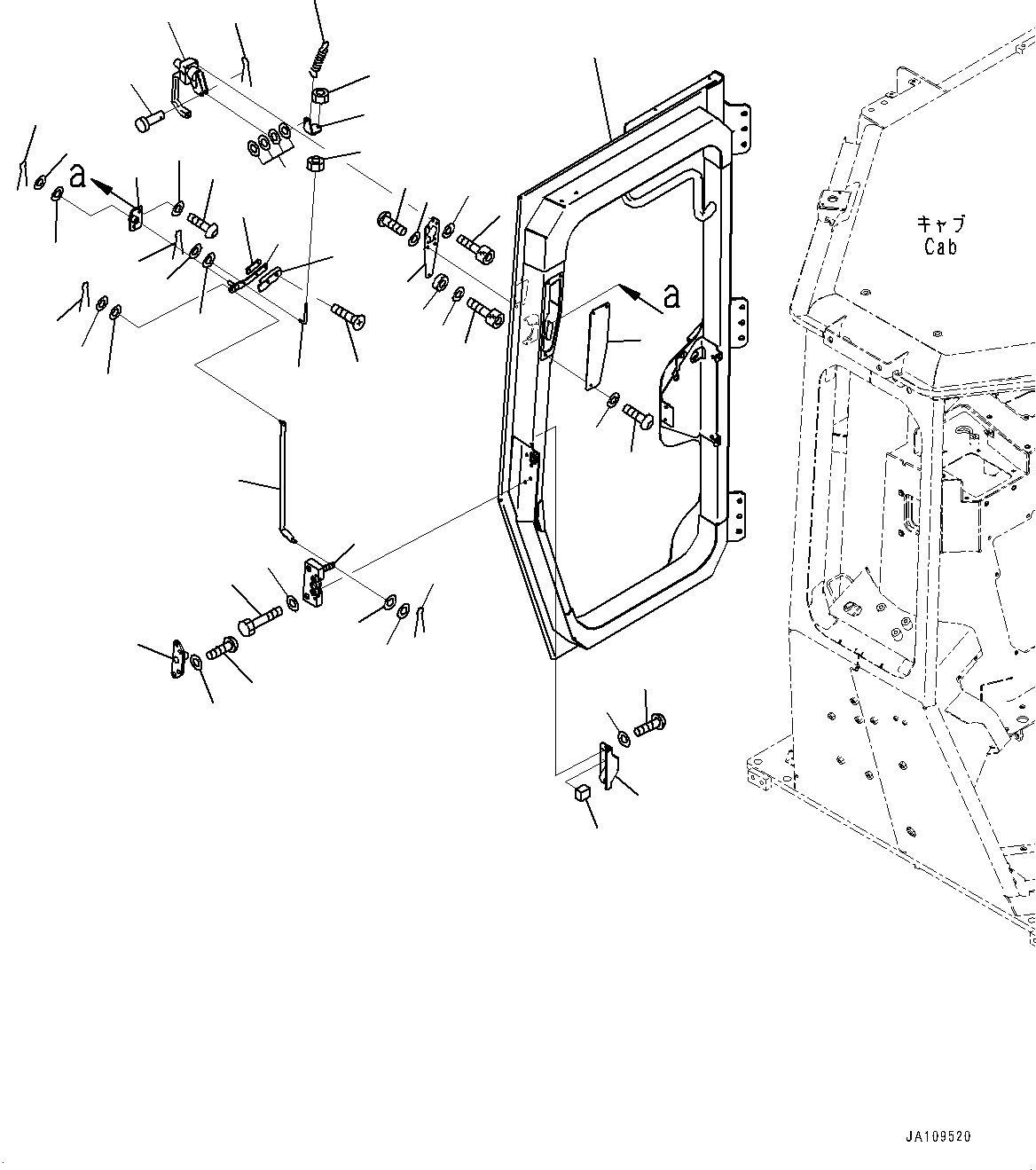 Komatsu parts book diagram for D61PX-24 S/N 48001-UP: CAB, DOOR AND LATCH, R.H.(#46272-)