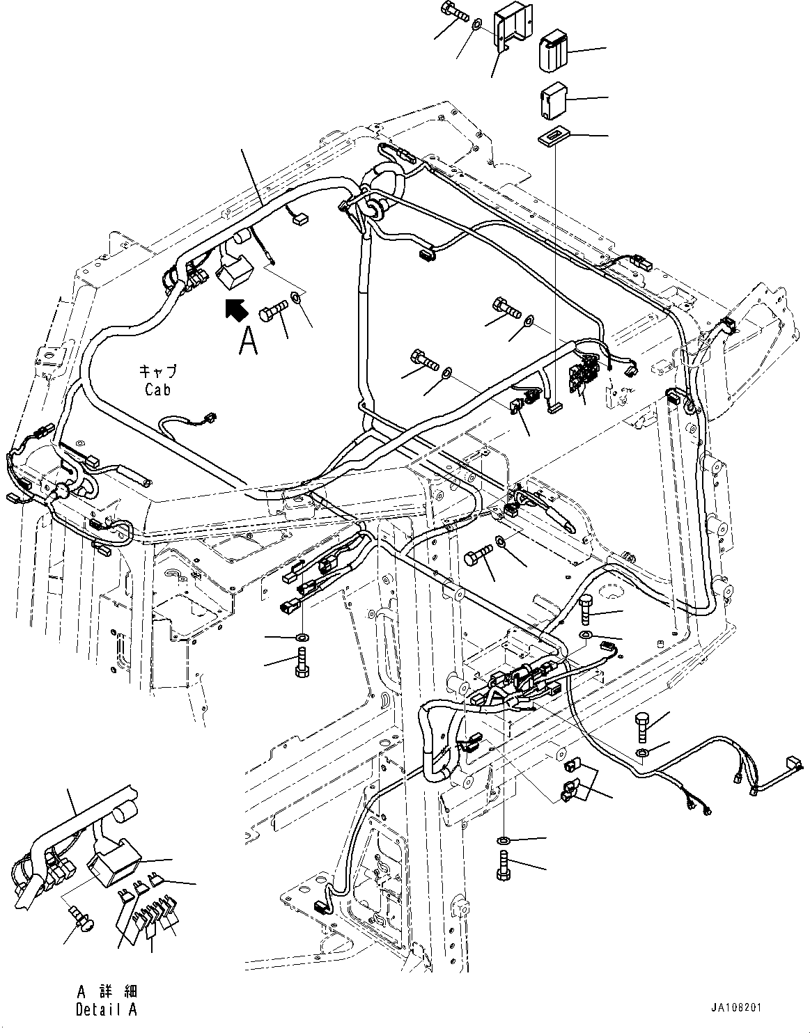 Komatsu parts book diagram for D61PX-24 S/N 48001-UP: CAB, CAB WIRING HARNESS(#46272-)