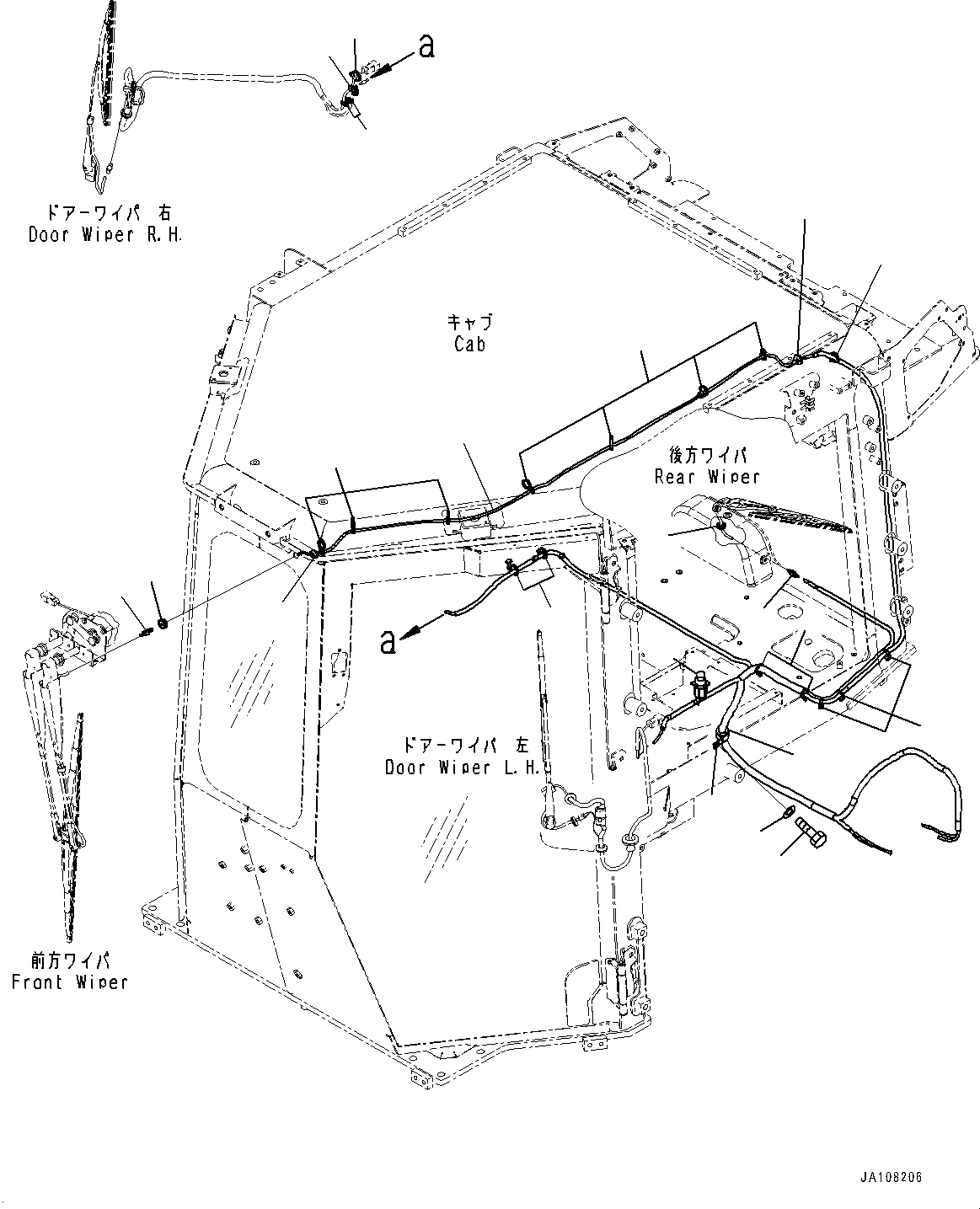 Komatsu parts book diagram for D61PX-24 S/N 48001-UP: CAB, WASHER HOSE(#46272-)