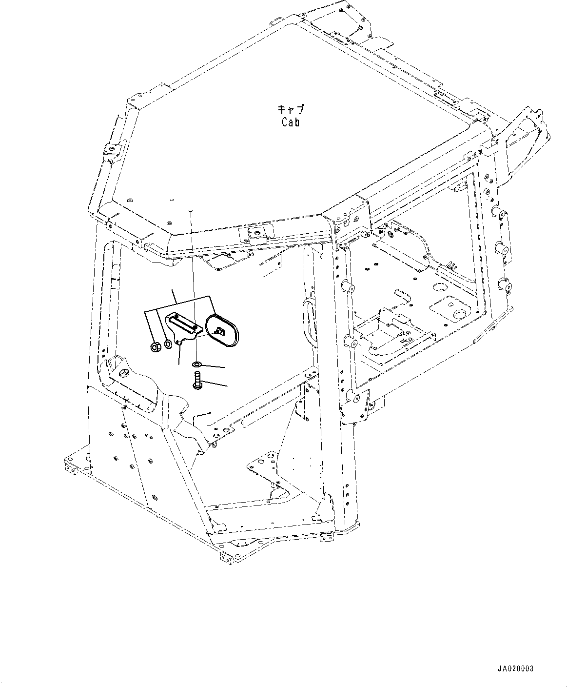Komatsu parts book diagram for D61PX-24 S/N 48001-UP: CAB, REARVIEW MIRROR(#46272-)