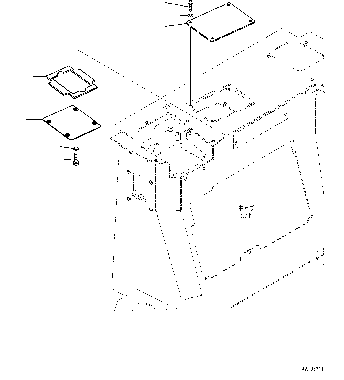 Komatsu parts book diagram for D61PX-24 S/N 48001-UP: CAB, CONSOLE COVER, REAR(#46272-)