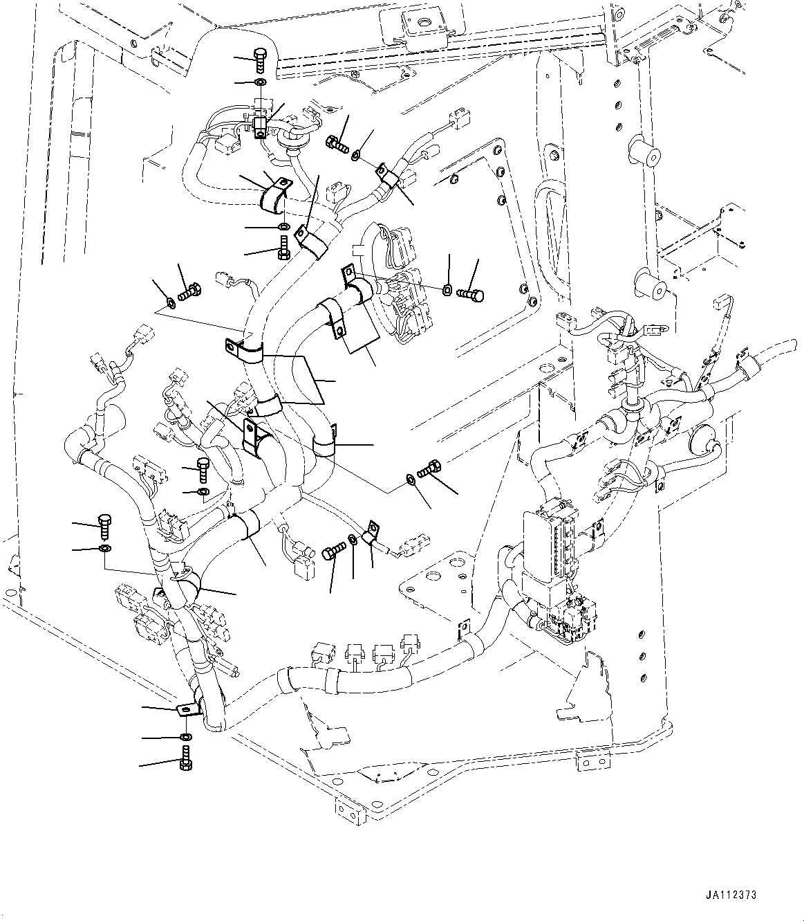 Komatsu parts book diagram for D61PX-24 S/N 48001-UP: CAB, DASHBOARD WIRING HARNESS MOUNTING (1/2)(#46272-)