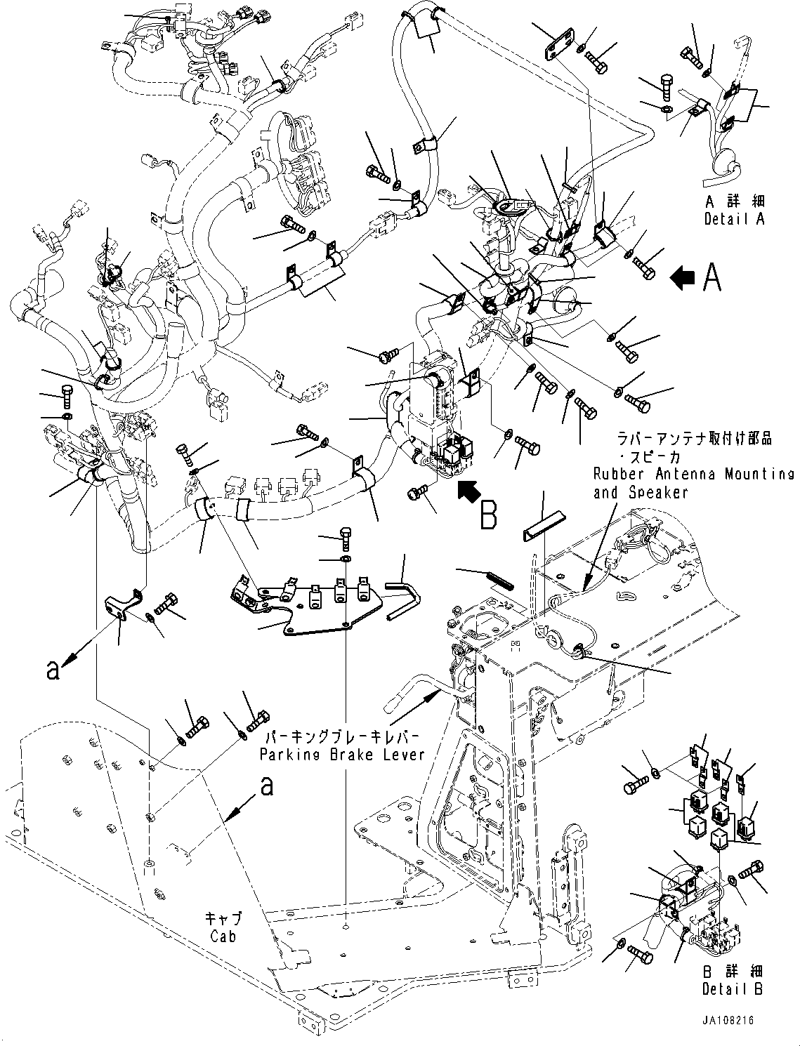 Komatsu parts book diagram for D61PX-24 S/N 48001-UP: CAB, DASHBOARD WIRING HARNESS MOUNTING (2/2)(#46272-)