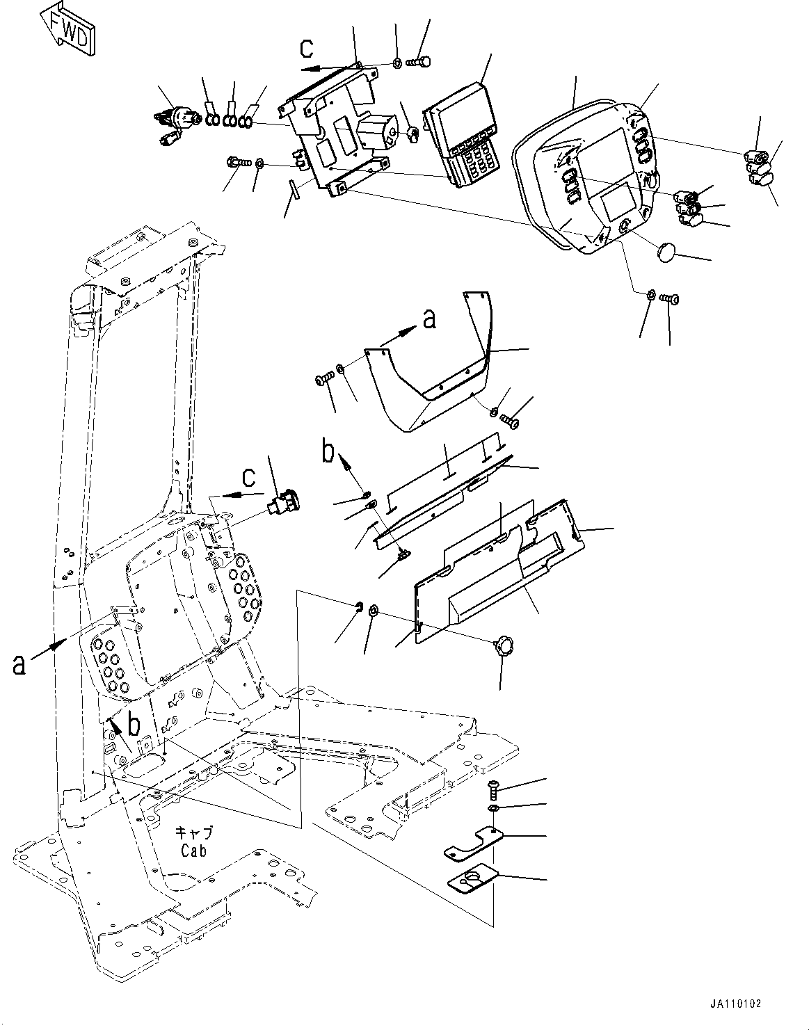Komatsu parts book diagram for D61PX-24 S/N 48001-UP: CAB, DASHBOARD, MONITOR PANEL AND SWITCH(#46272-)