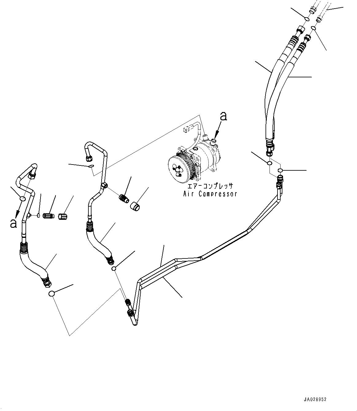 Komatsu parts book diagram for D61PX-24 S/N 48001-UP: AIR CONDITIONER PIPING, COMPRESSOR PIPING(#40001-)