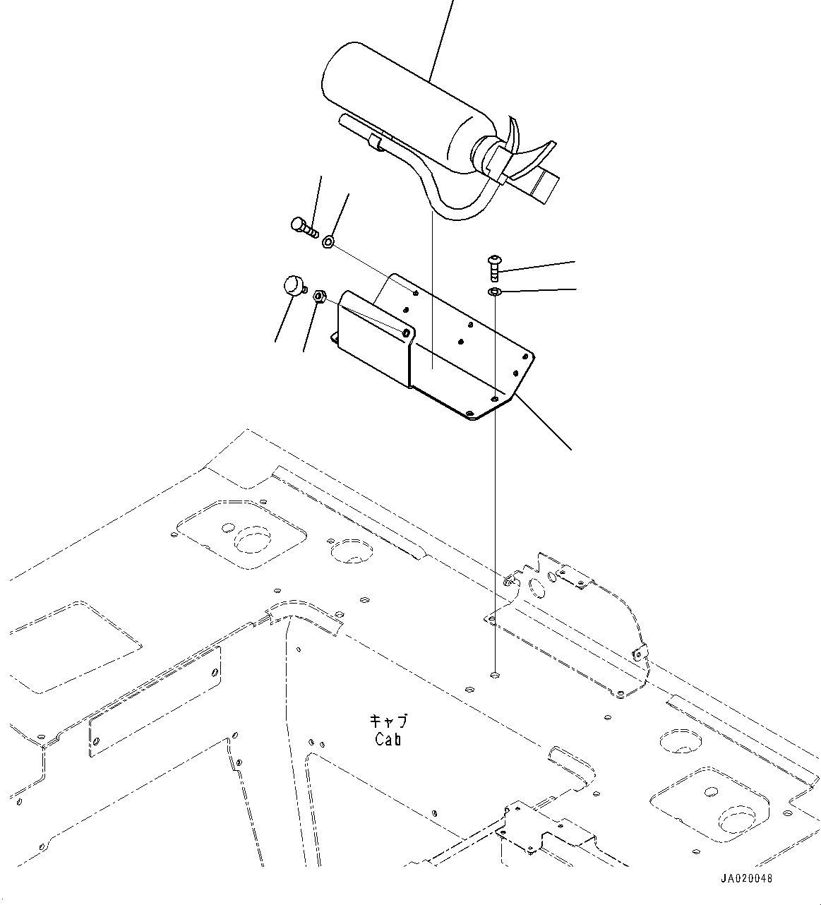 Komatsu parts book diagram for D61PX-24 S/N 48001-UP: FIRE EXTINGUISHER, (#40001-)