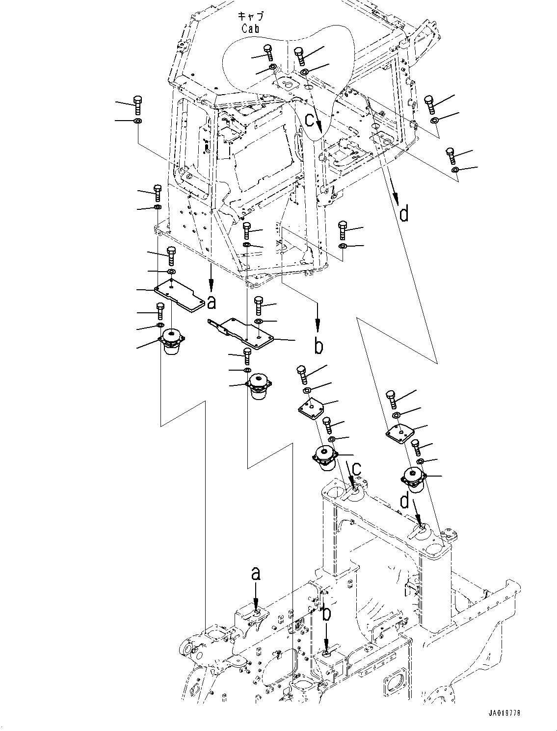 Komatsu parts book diagram for D61PX-24 S/N 48001-UP: FLOOR MOUNTING, (#40001-)