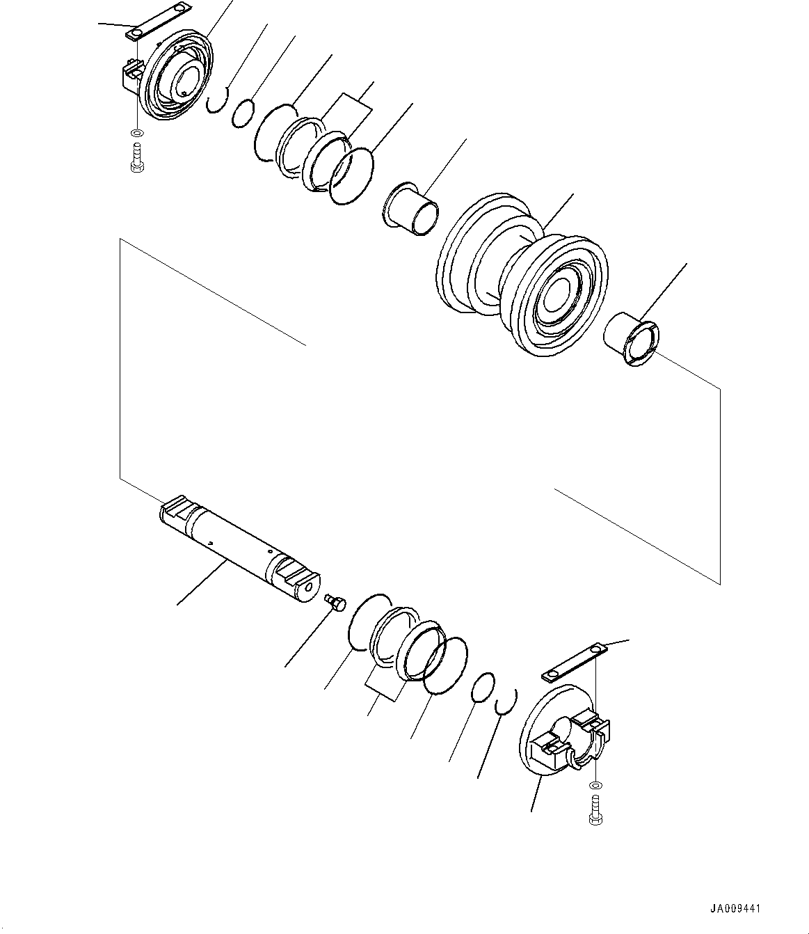 Komatsu parts book diagram for D61PX-24 S/N 48001-UP: TRACK ROLLER, SINGLE FLANGE(#40001-)