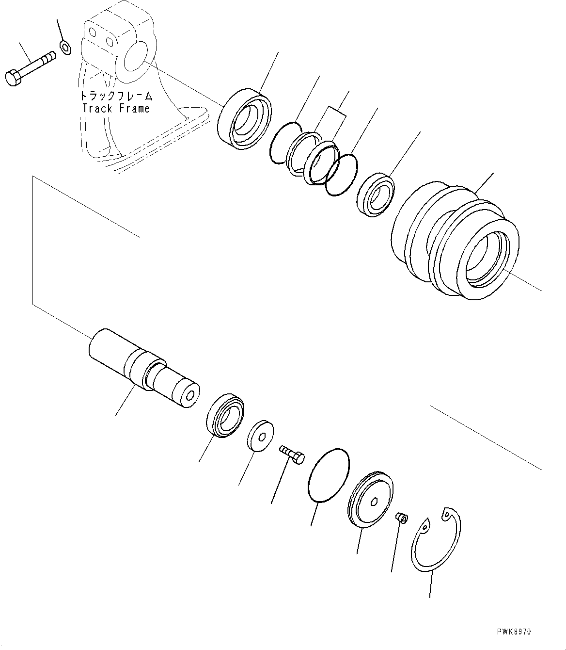 Komatsu parts book diagram for D61PX-24 S/N 48001-UP: CARRIER ROLLER, (#40001-)