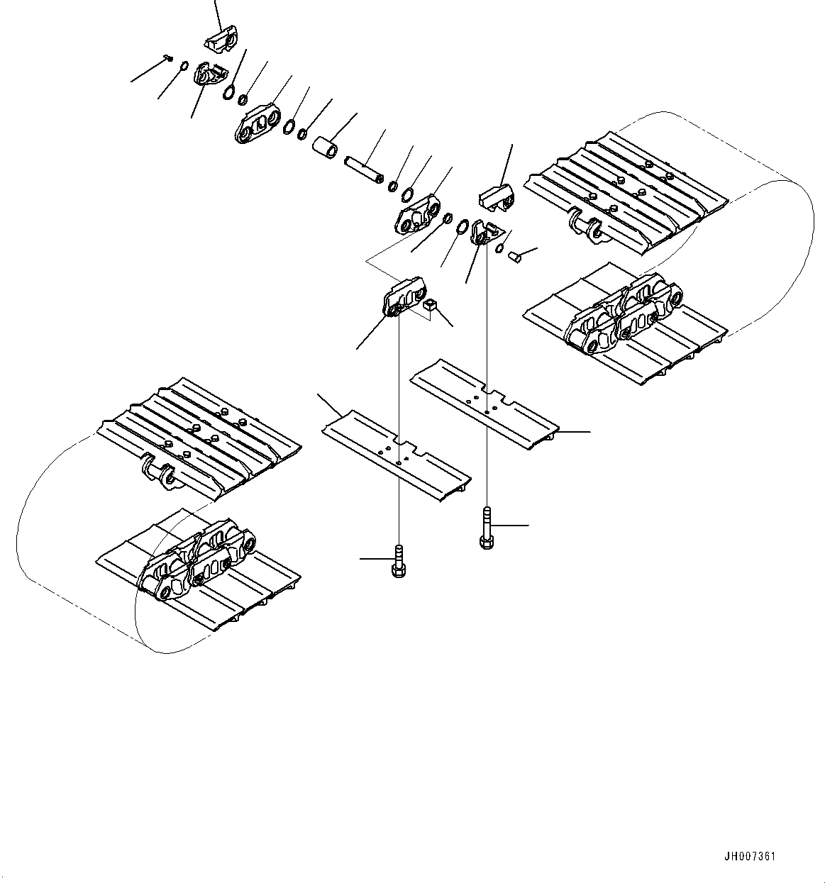 Komatsu parts book diagram for D61PX-24 S/N 48001-UP: TRACK SHOE ASSEMBLY, (SINGLE GROUSER SHOE, 860MM WIDTH, SEALED AND LUBRICATED TYPE, PLUS TYPE, 92 SET)(#45481-46662)