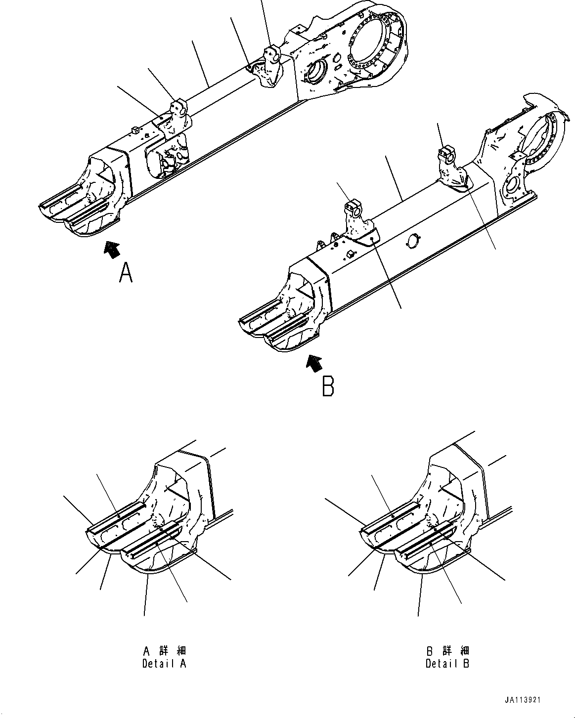 Komatsu parts book diagram for D61PX-24 S/N 48001-UP: TRACK FRAME, (#45739-)