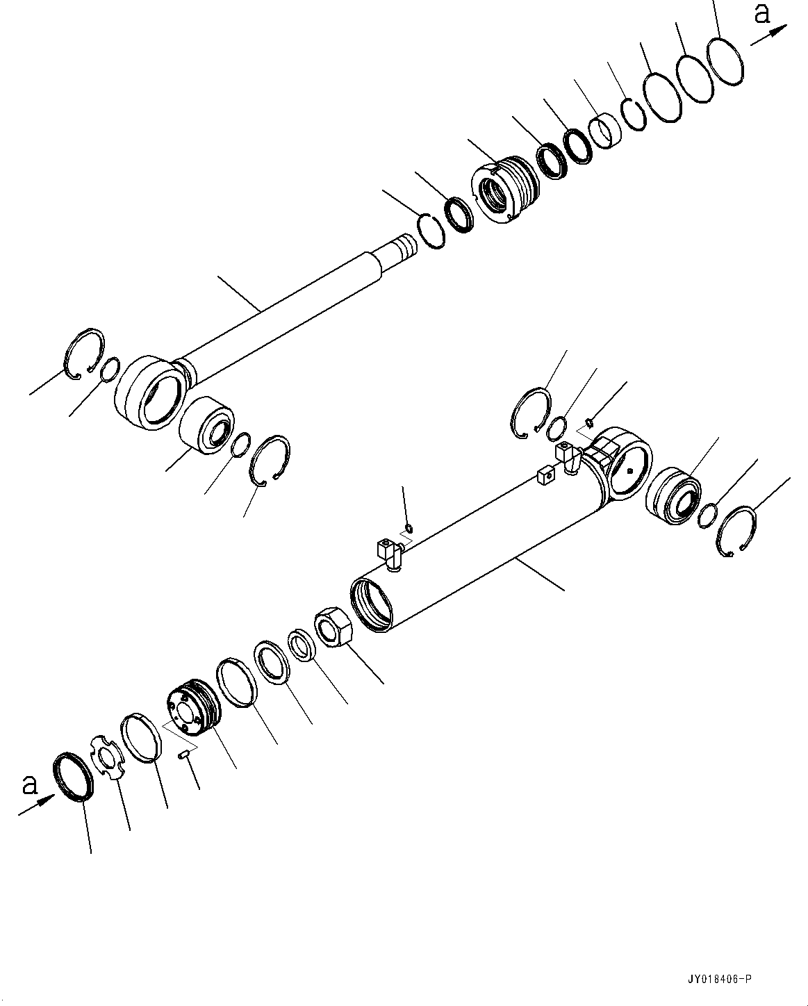 Komatsu parts book diagram for D61PX-24 S/N 48001-UP: ANGLE CYLINDER, INNER PARTS, BLADE ANGLE CYLINDER(#40001-40632)