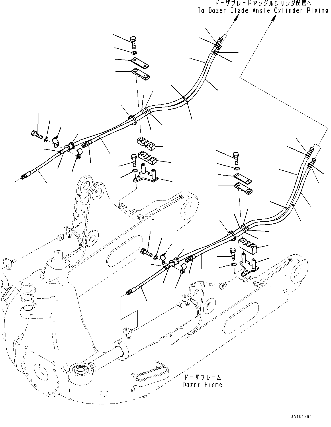 Komatsu parts book diagram for D61PX-24 S/N 48001-UP: DOZER HYDRAULIC PIPING, ANGLE CYLINDER PIPING(#40633-)