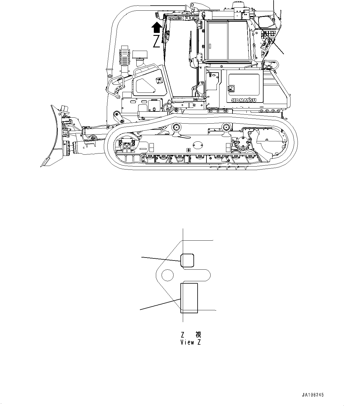 Komatsu parts book diagram for D61PX-24 S/N 48001-UP: PLATE, TIE-OFF, (#45001-45557)