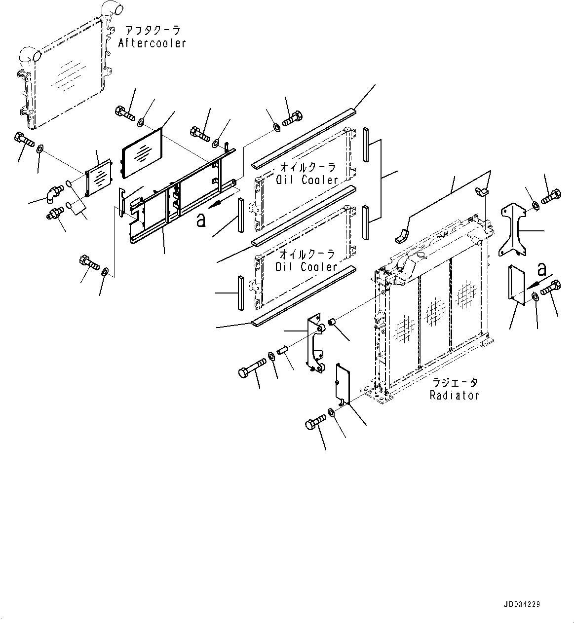 Komatsu parts book diagram for PC800SE-8E0 S/N 67001-UP: COOLING SYSTEM, BRACKET(#65561-)