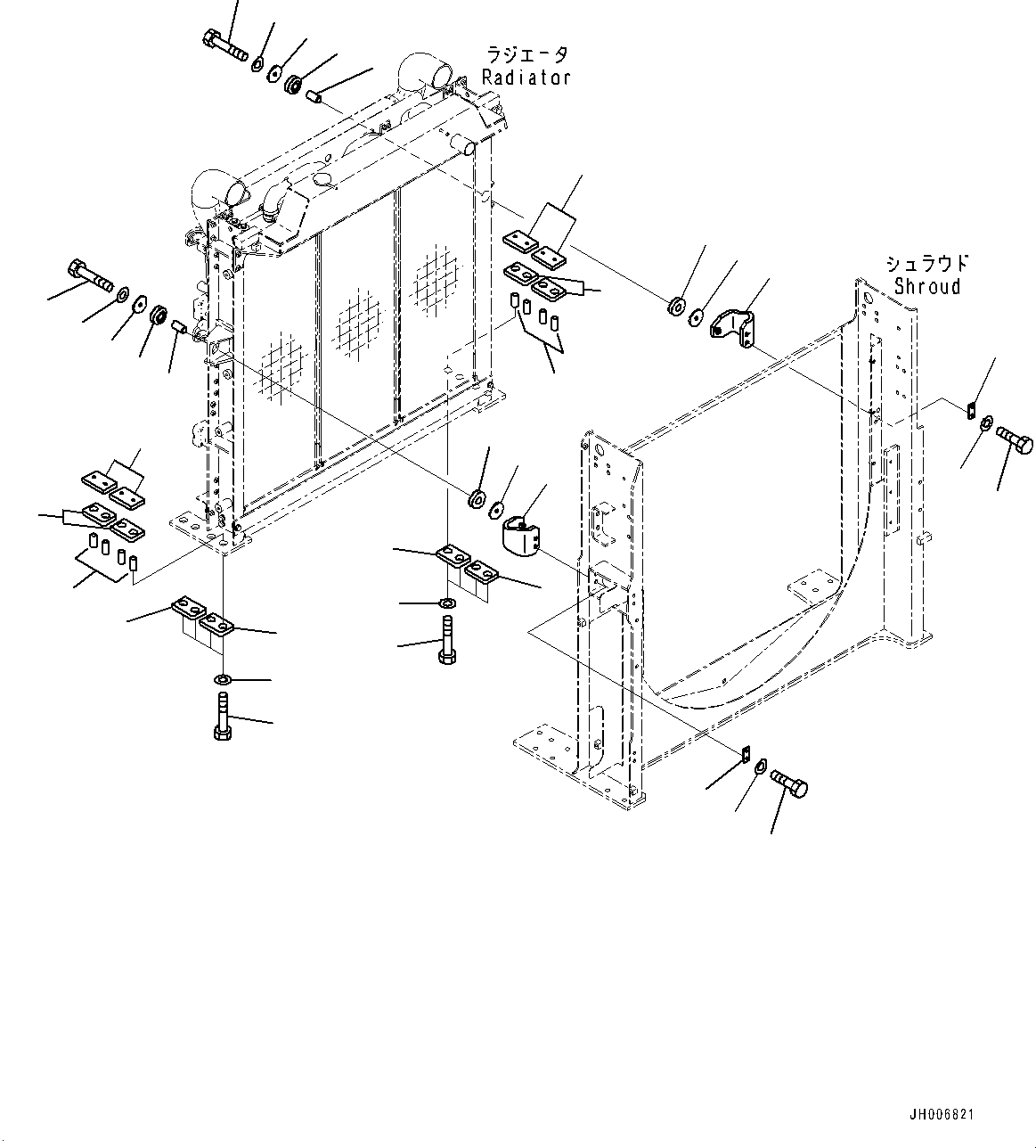 Komatsu parts book diagram for PC800SE-8E0 S/N 67001-UP: COOLING SYSTEM, RADIATOR AND OIL COOLER MOUNTING(#65561-)