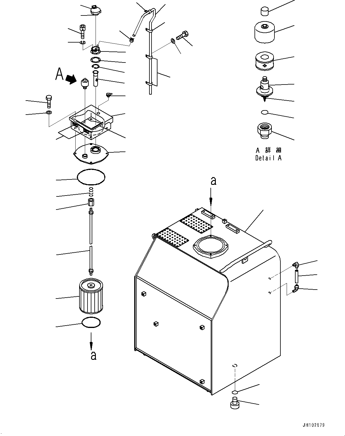 Komatsu parts book diagram for PC800SE-8E0 S/N 67001-UP: HYDRAULIC TANK, TANK(#65349-65484)