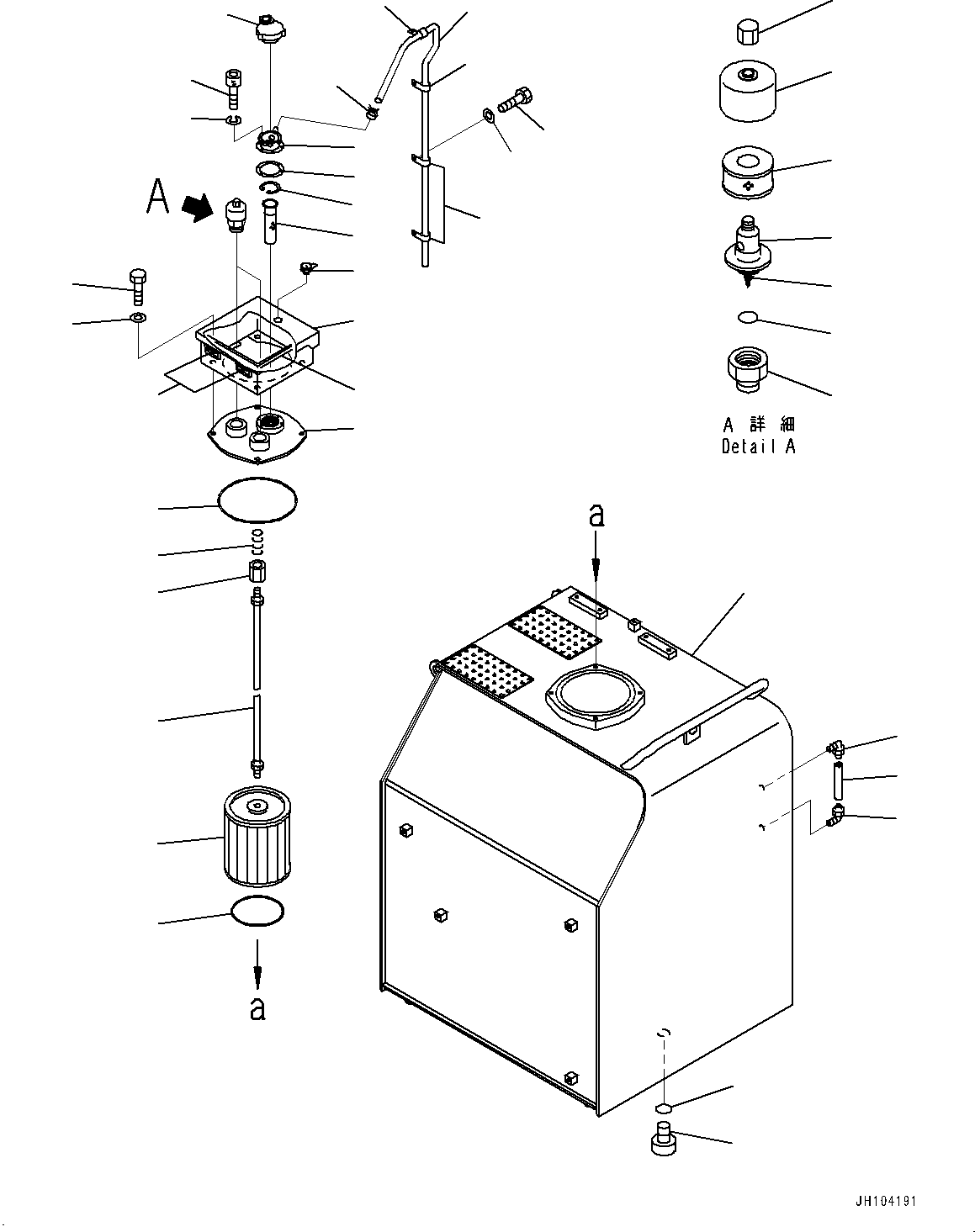 Komatsu parts book diagram for PC800SE-8E0 S/N 67001-UP: HYDRAULIC TANK, TANK(#65485-65625)