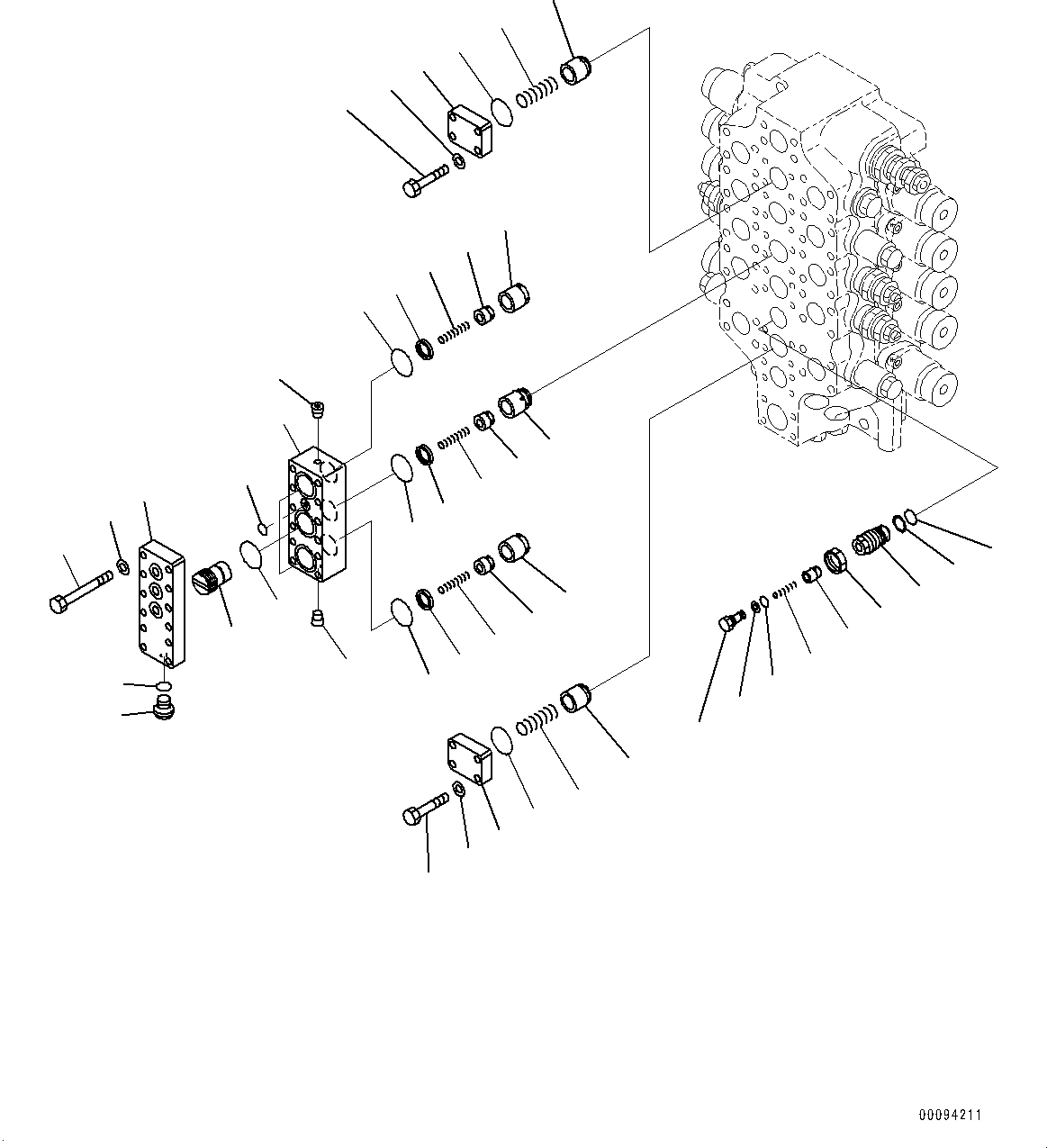 Komatsu parts book diagram for PC800SE-8E0 S/N 67001-UP: CONTROL VALVE, 5-SPOOL (2/5)(#65001-)