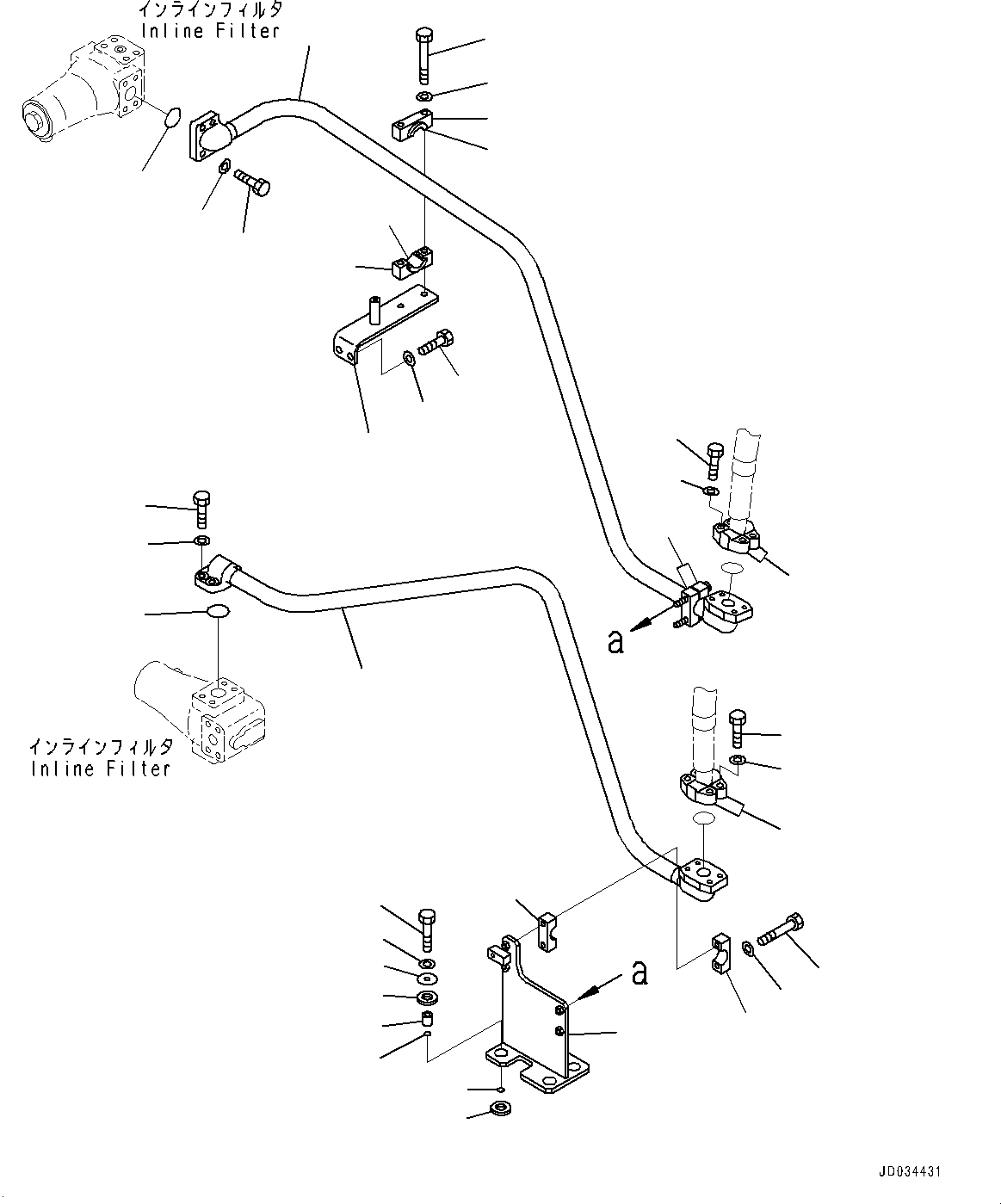 Komatsu parts book diagram for PC800SE-8E0 S/N 67001-UP: DELIVERY PIPING, INLINE FILTER(#65001-)