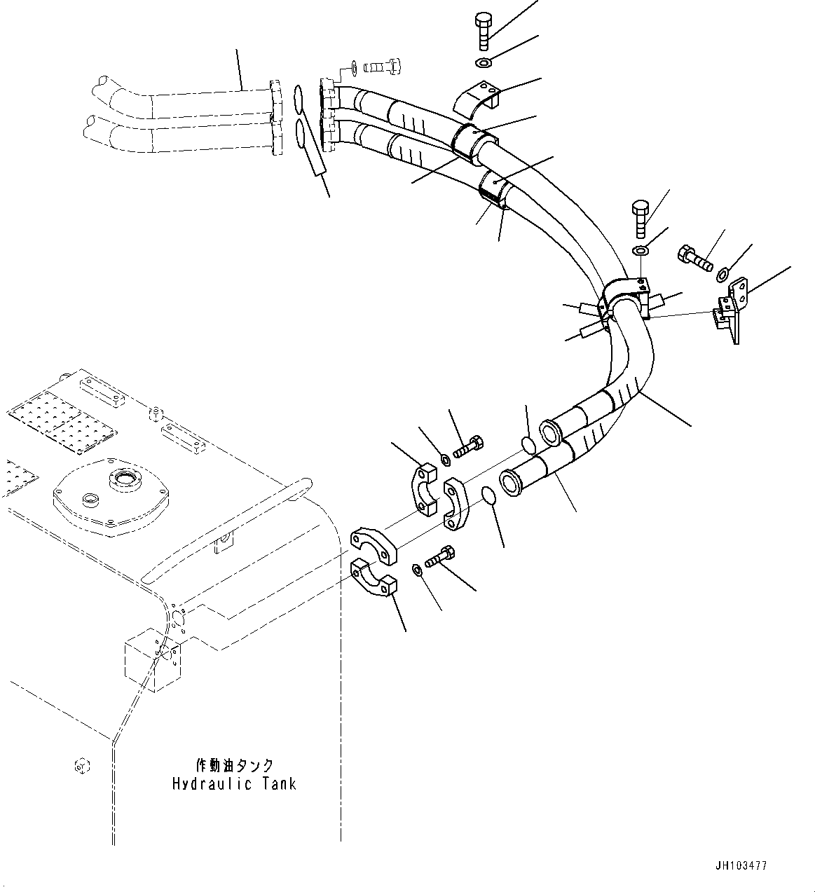 Komatsu parts book diagram for PC800SE-8E0 S/N 67001-UP: OIL COOLER PIPING, (#65547-)