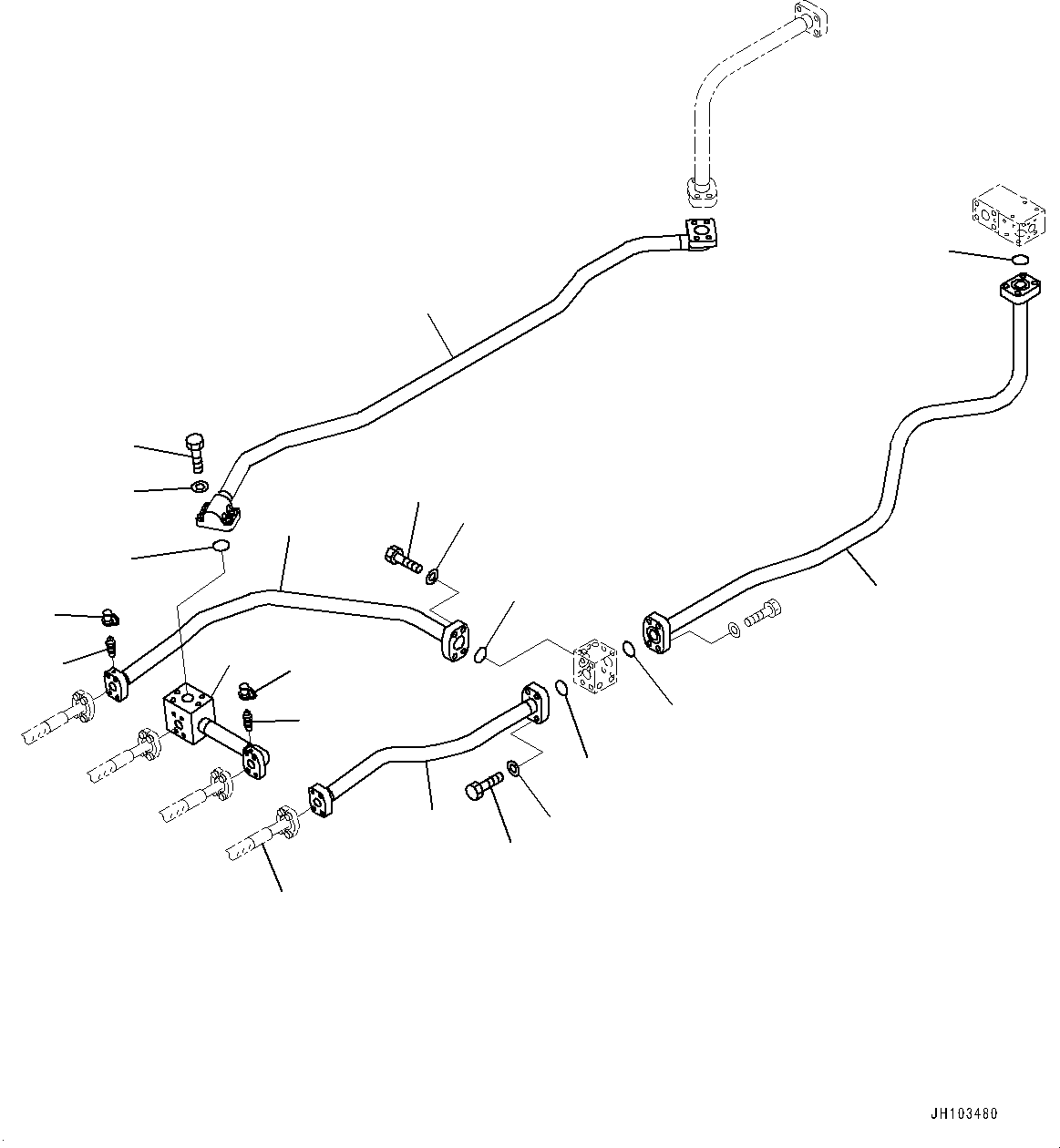 Komatsu parts book diagram for PC800SE-8E0 S/N 67001-UP: BOOM PIPING, REVOLVING FRAME SIDE(#65412-)