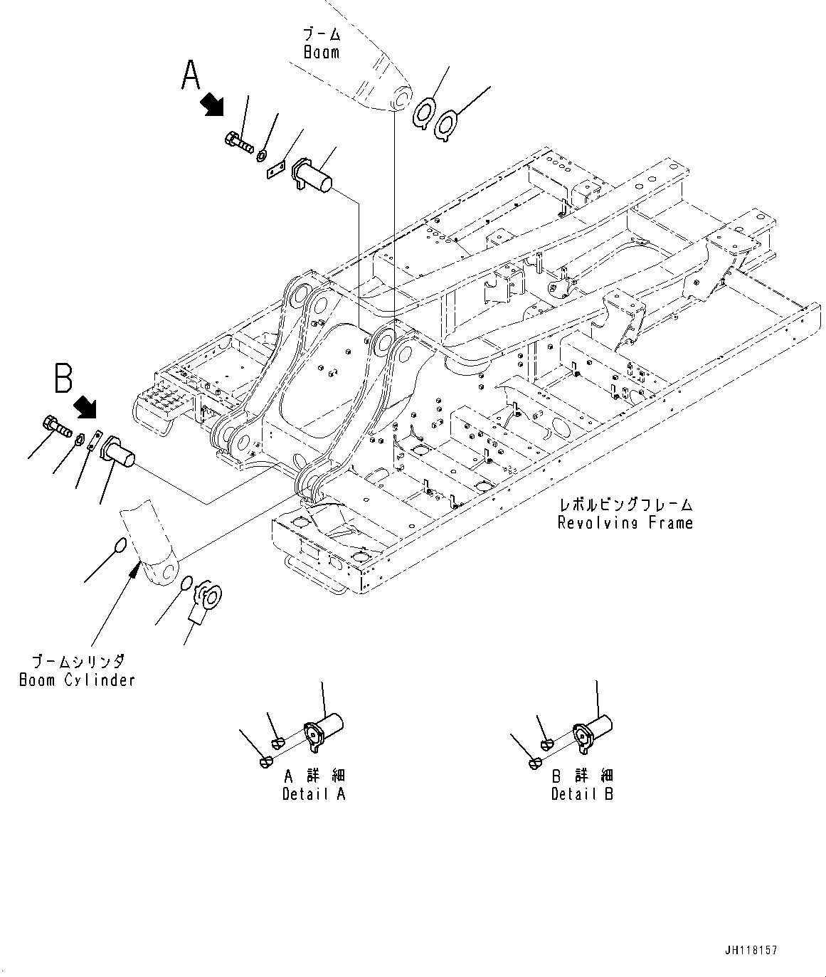 Komatsu parts book diagram for PC800SE-8E0 S/N 67001-UP: BOOM FOOT PIN, (#65001-)