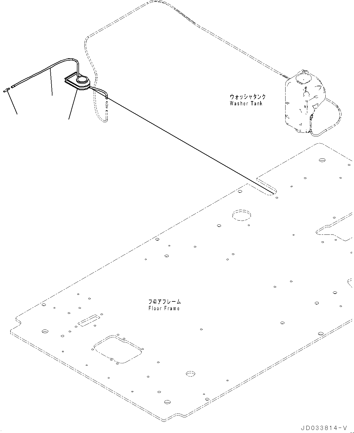 Komatsu parts book diagram for PC800SE-8E0 S/N 67001-UP: CAB, FLOOR, WINDOW WASHER HOSE(#67001-)