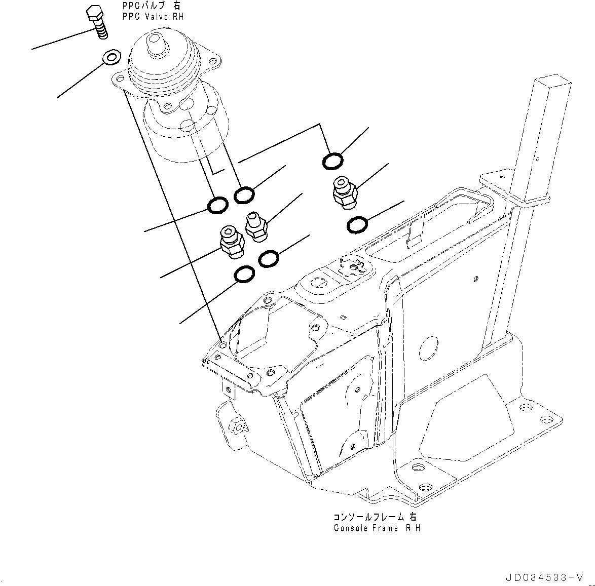 Komatsu parts book diagram for PC800SE-8E0 S/N 67001-UP: CAB, FLOOR, PPC VALVE MOUNTING FOR WORK EQUIPMENT, R.H.(#67001-)