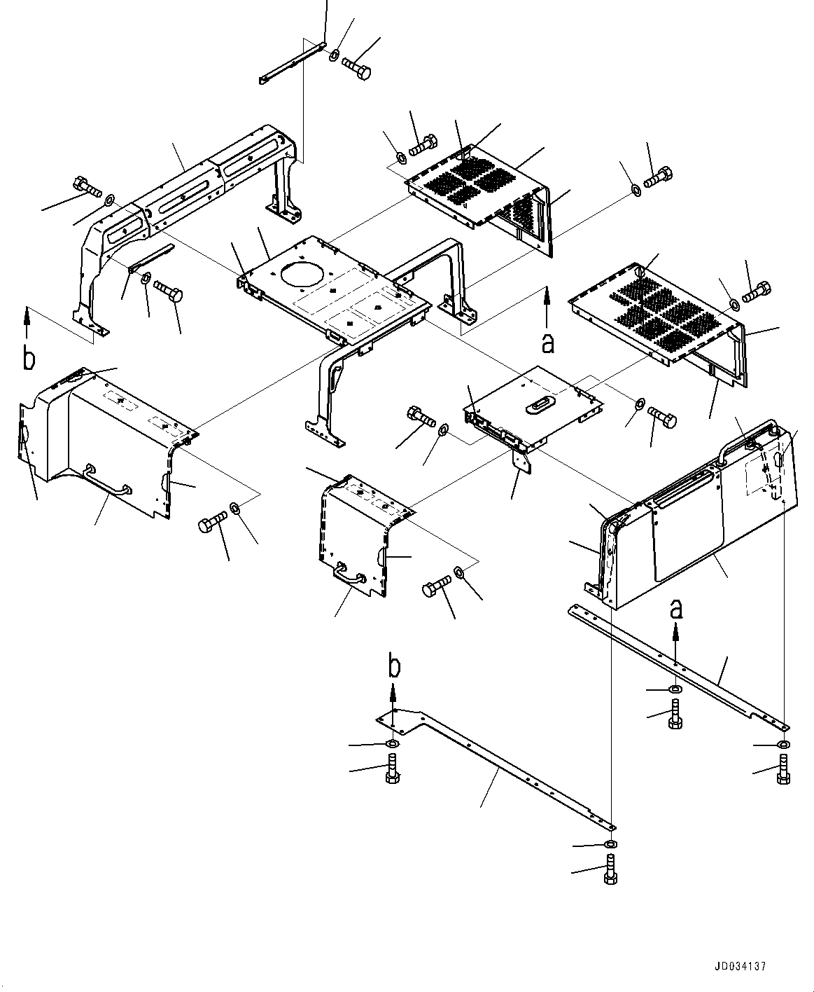 Komatsu parts book diagram for PC800SE-8E0 S/N 67001-UP: ENGINE HOOD, FRAME AND COVER(#65001-)