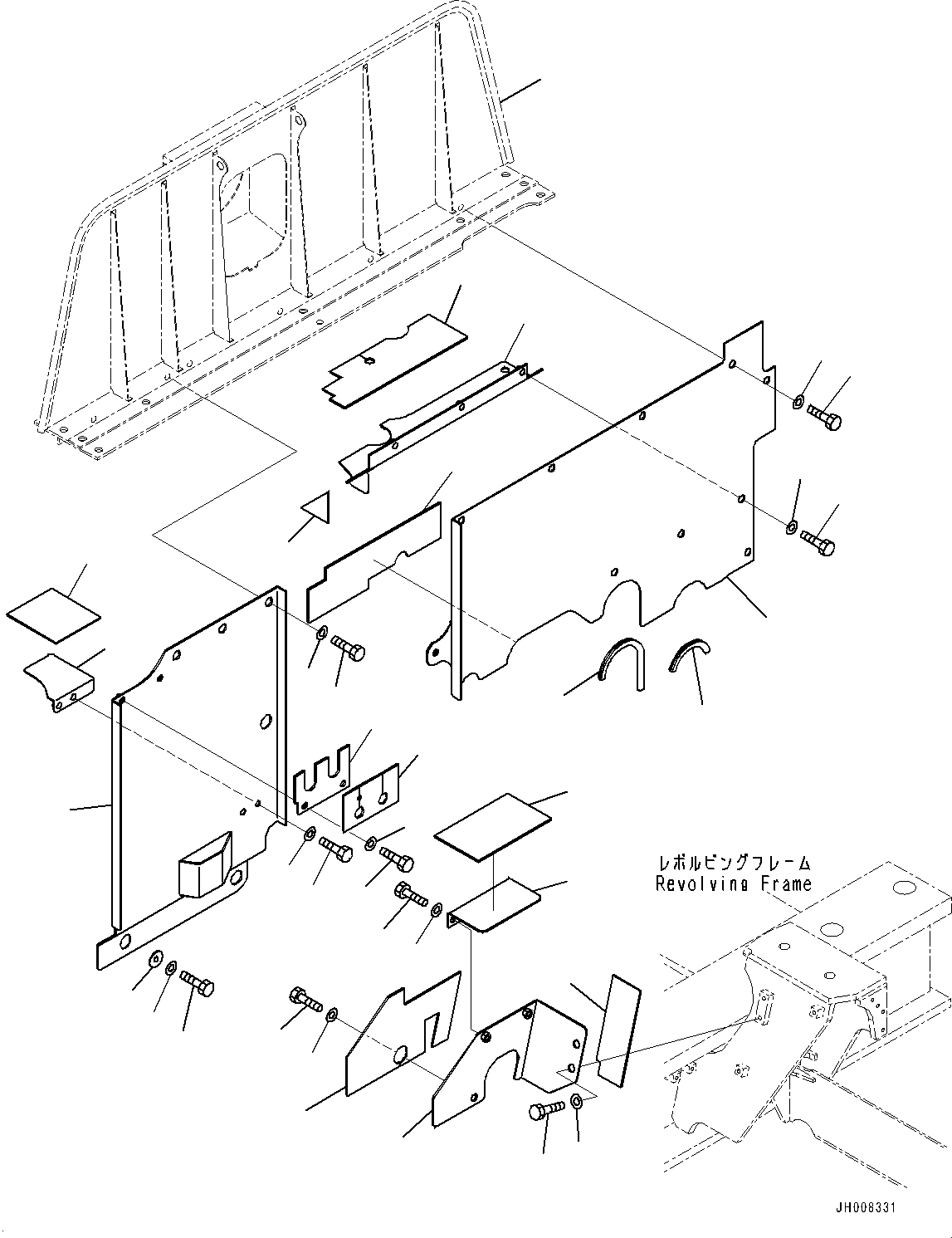 Komatsu parts book diagram for PC800SE-8E0 S/N 67001-UP: PARTITION COVER, COVER AND SHEET (2/2)(#65001-)