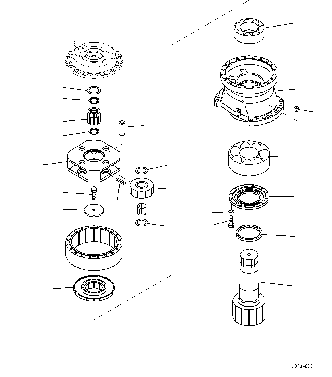 Komatsu parts book diagram for PC800SE-8E0 S/N 67001-UP: SWING MACHINERY AND MOTOR, 2ND CARRIER AND PINION, FRONT(#65001-)