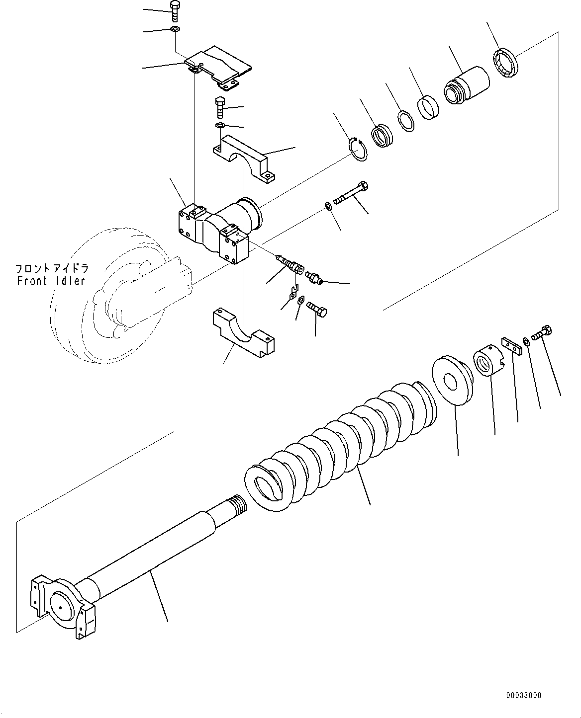 Komatsu parts book diagram for PC800SE-8E0 S/N 67001-UP: TRACK FRAME, IDLER CUSHION, L.H.(#67001-)