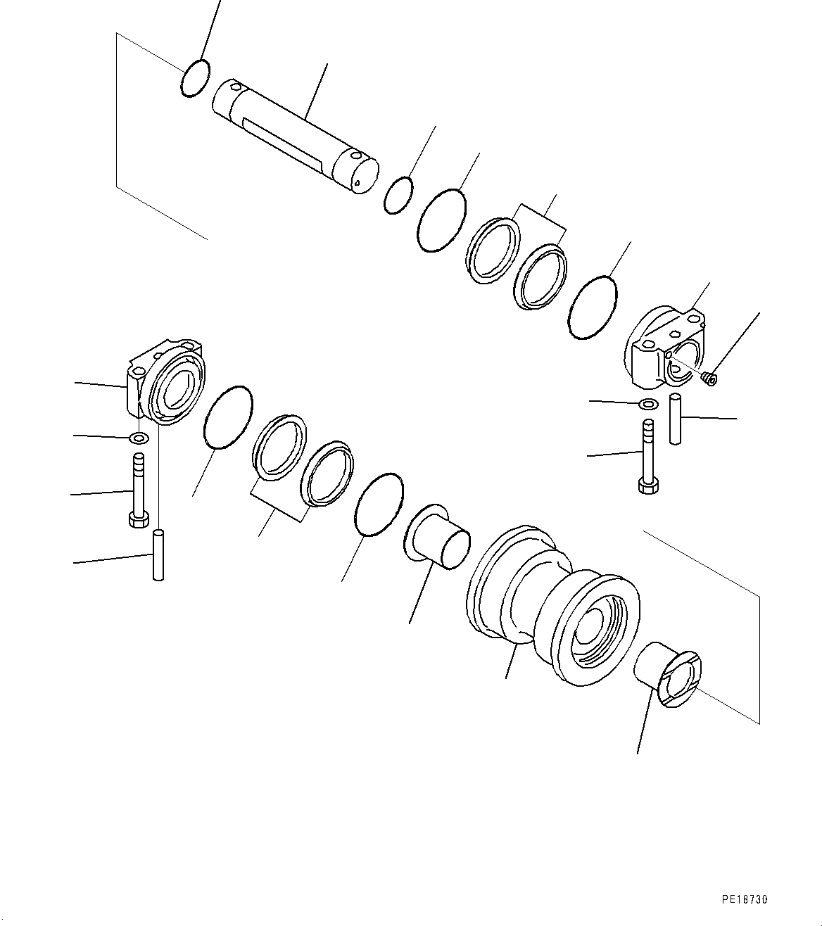 Komatsu parts book diagram for PC800SE-8E0 S/N 67001-UP: TRACK FRAME, TRACK ROLLER, R.H.(#67001-)